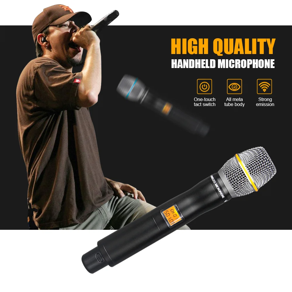 Microfono wireless portatile UHF professionale per karaoke 